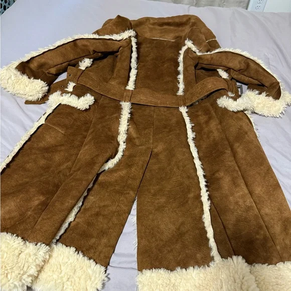 Bebe Vintage Uc Bebe Vegan Shearling Suede Long Maxi Coat Size Xs - Picture 6 of 7